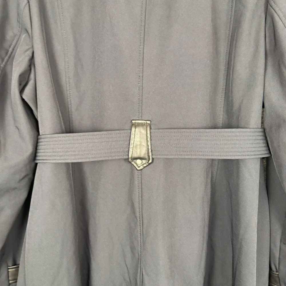 Michael Kors Womens Black Belted Trench Water-Resistant Raincoat Jacket Sz XXL